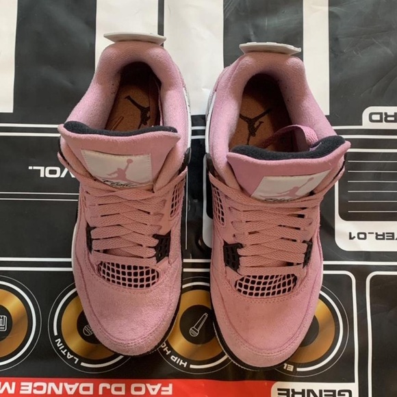 Jordan Shoes - Jordan Pink Suede Retro 4 Sneakers